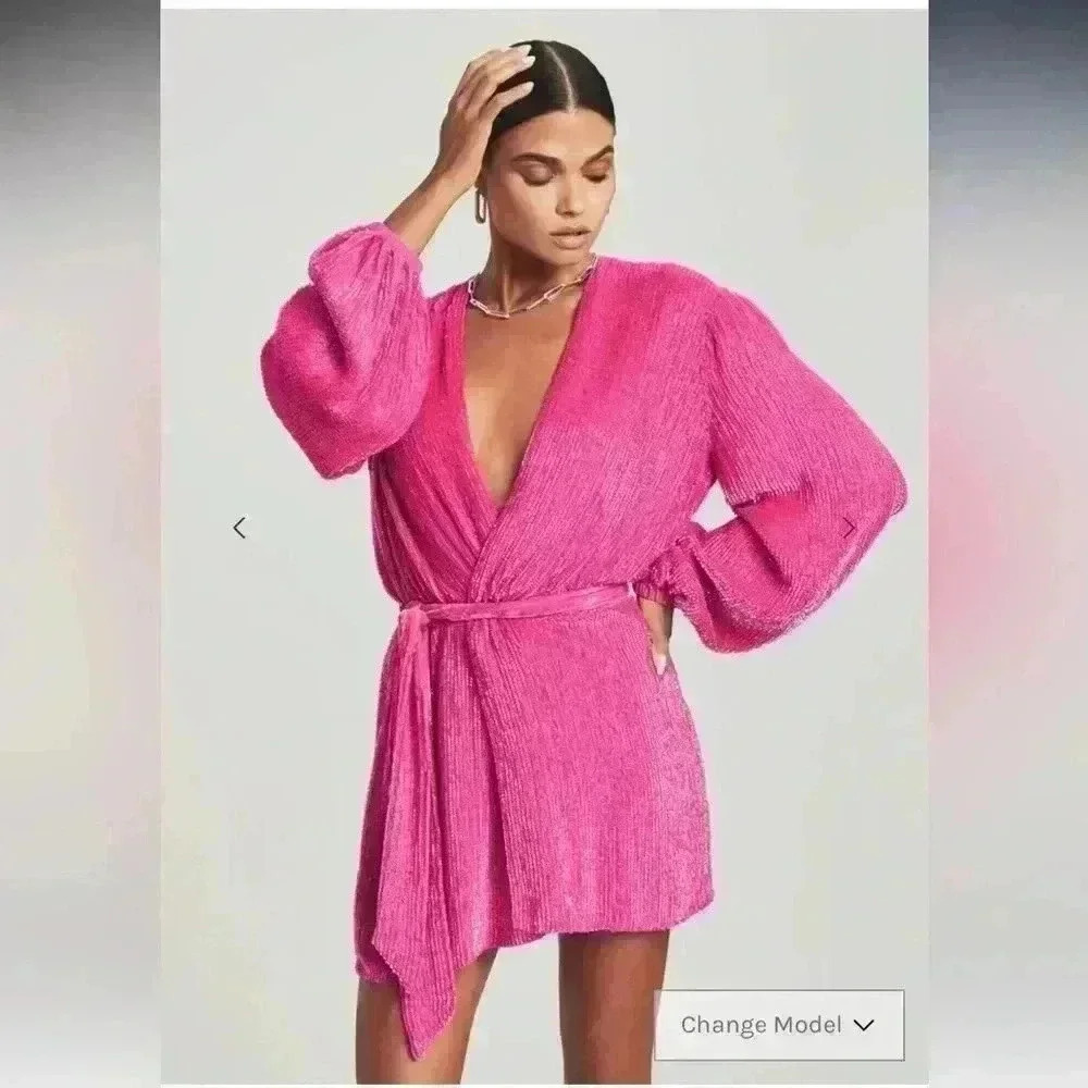 RETROFETE Gabrielle Sequin Robe- Hot Pink- Size XS